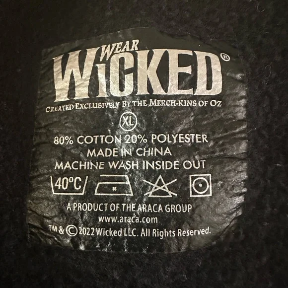 WICKED Musical Full Zip Embroidered Hoodie Size XL Green Black - Picture 6 of 10